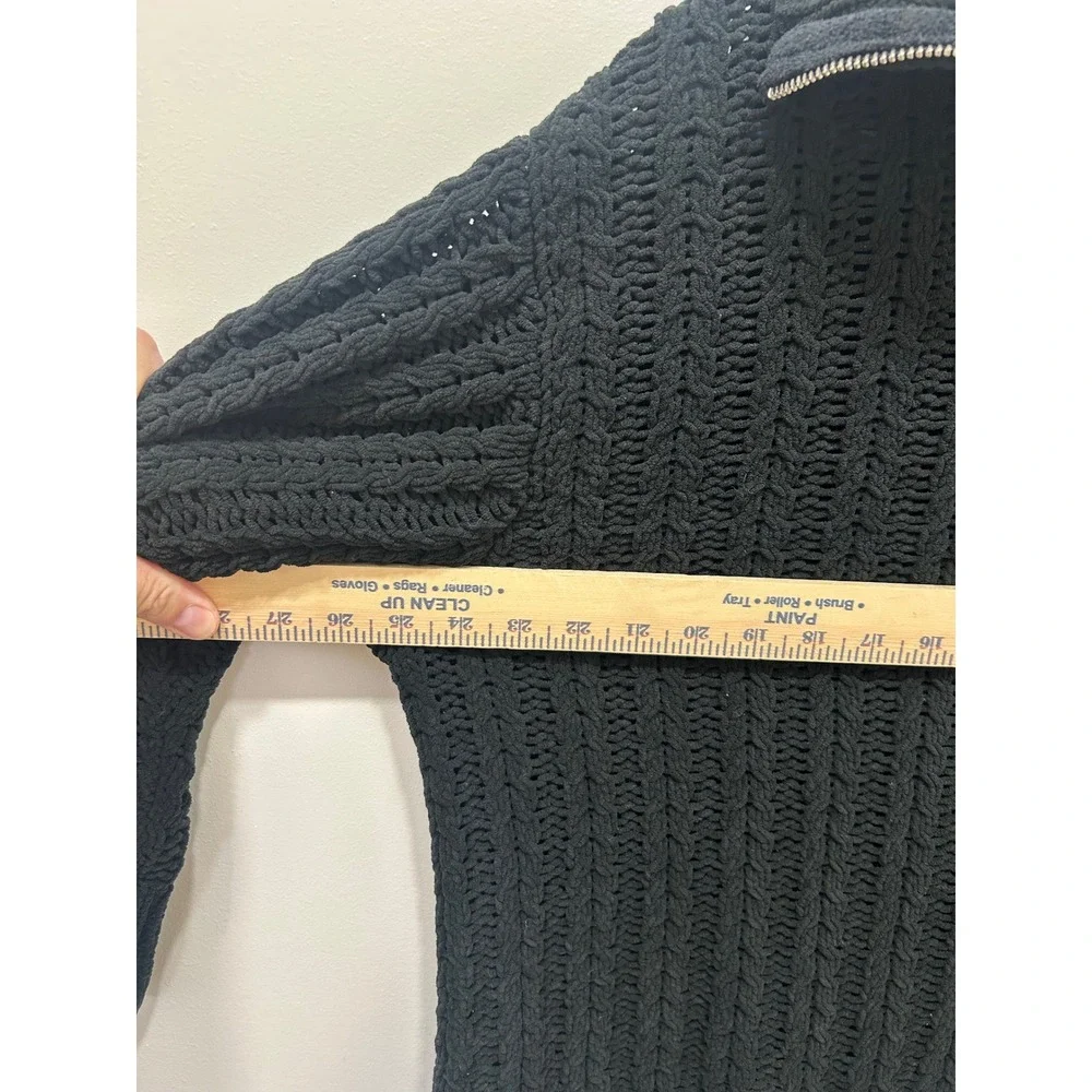 Aerie Sweater Womens Medium Black Chunky Knit Oversized Pullover Collar Cozy - Picture 5 of 10